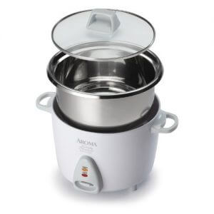Aroma Housewares Stainless Steel 6-Cup Cooked Rice Cooker 